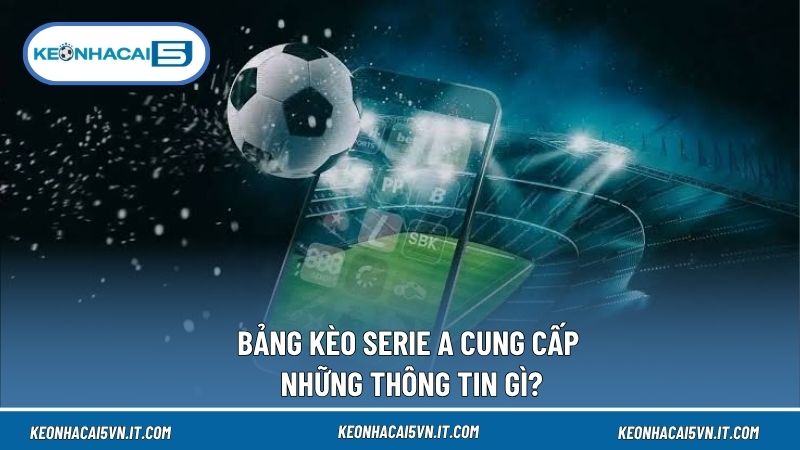 Bảng kèo Serie A được chia theo từng trận đấu và từng thời điểm