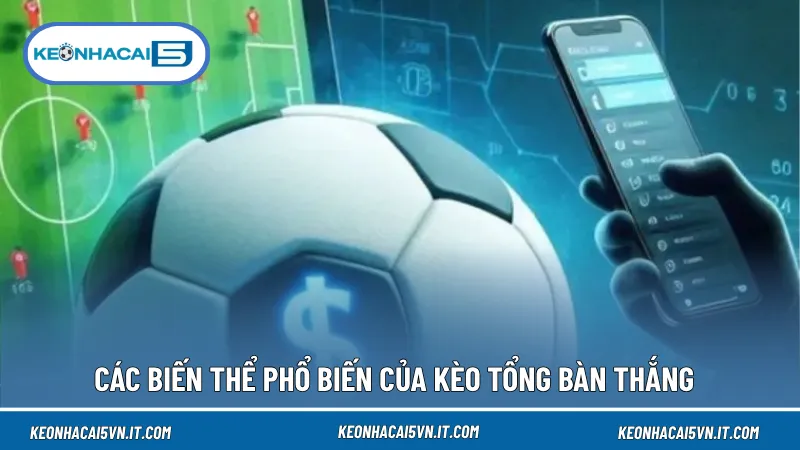 Kèo tổng bàn thắng có nhiều biến thể như Tài/Xỉu, tổng bàn thắng chính xác và khoảng tổng bàn thắng